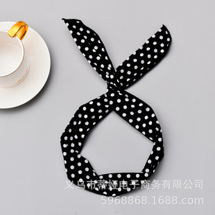 Fashion Cotton Polka Dot Hair Band Black Women's Headband Cute Polka Dot Hair Band Widened Korean Headwear Width 5.5cm
