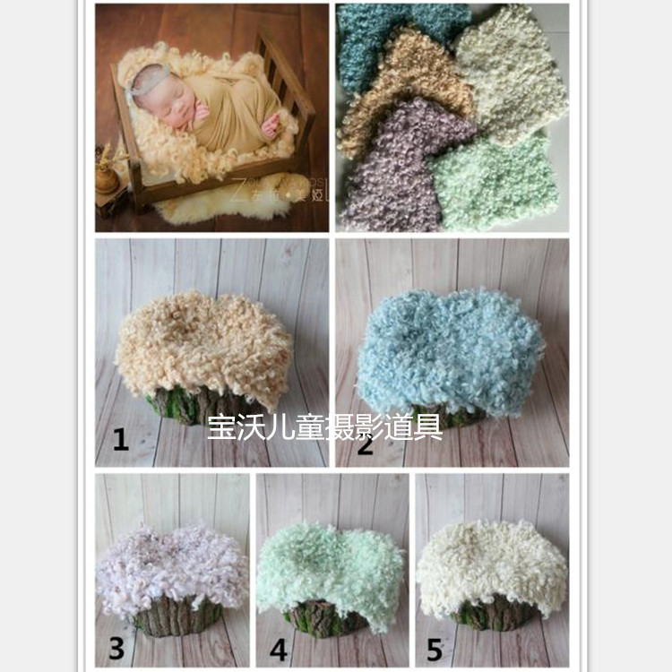 宝沃儿童摄影道具双面用羊毛毯子尺寸45*35新生宝宝垫道具毯子
