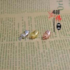 DIY饰品配件 铜镀18k金珍珠项链扣子 元宝扣马鞍扣插棒扣 多型号