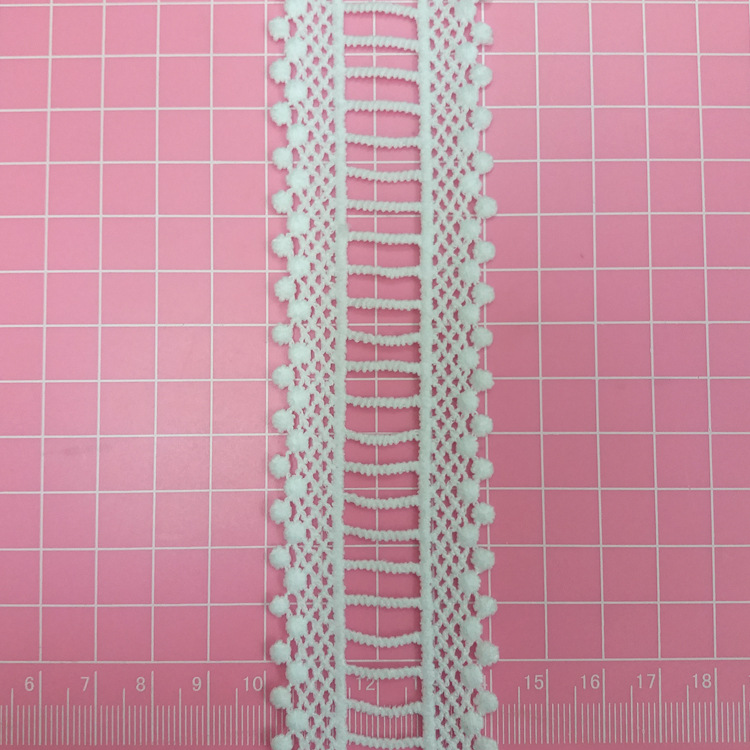 君汇花边牛奶丝水溶花刺绣双边波浪镶边绣花条码服装辅料装饰