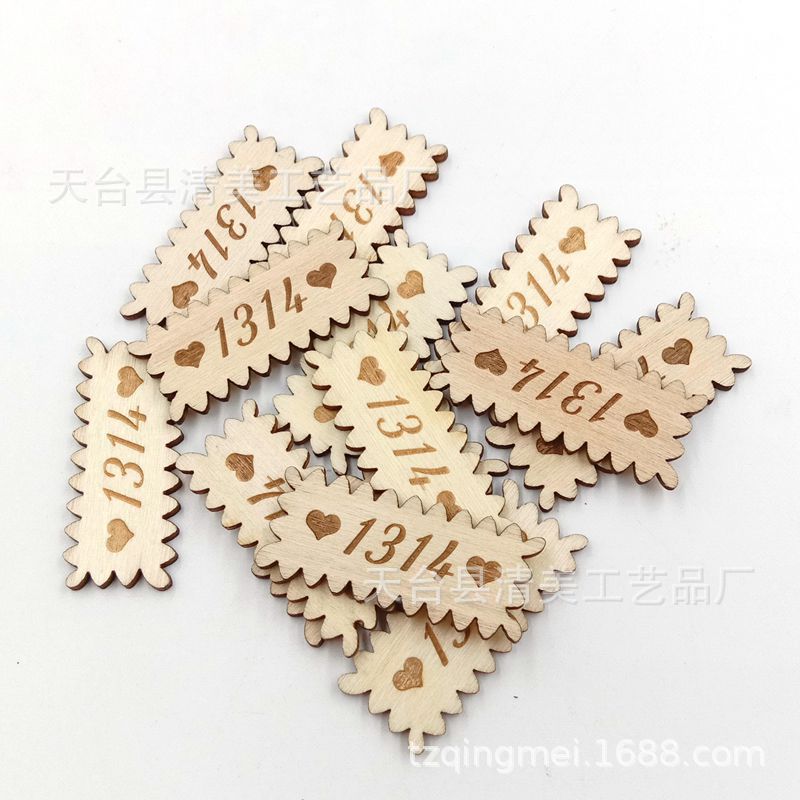 Registro de 1314 en forma de flor virutas de madera de bricolaje talla de madera 1314 etiqueta colgante 50 piezas un paquete