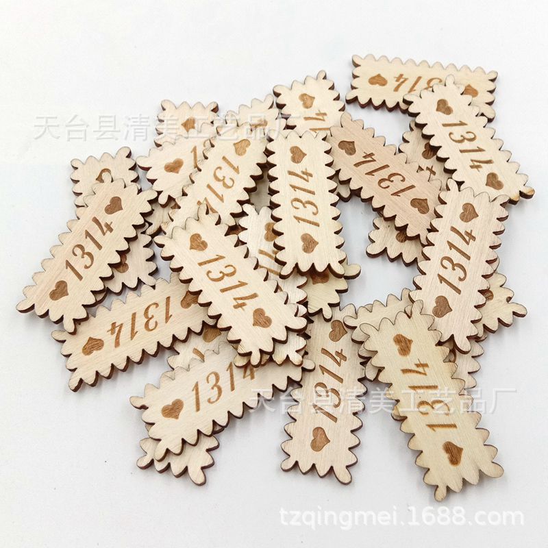 Registro de 1314 en forma de flor virutas de madera de bricolaje talla de madera 1314 etiqueta colgante 50 piezas un paquete