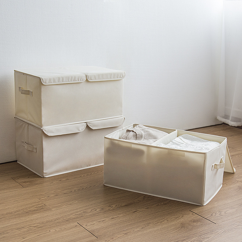 900D新品布艺双盖收纳箱家用衣服衣物分格整理箱加厚储物箱子可洗