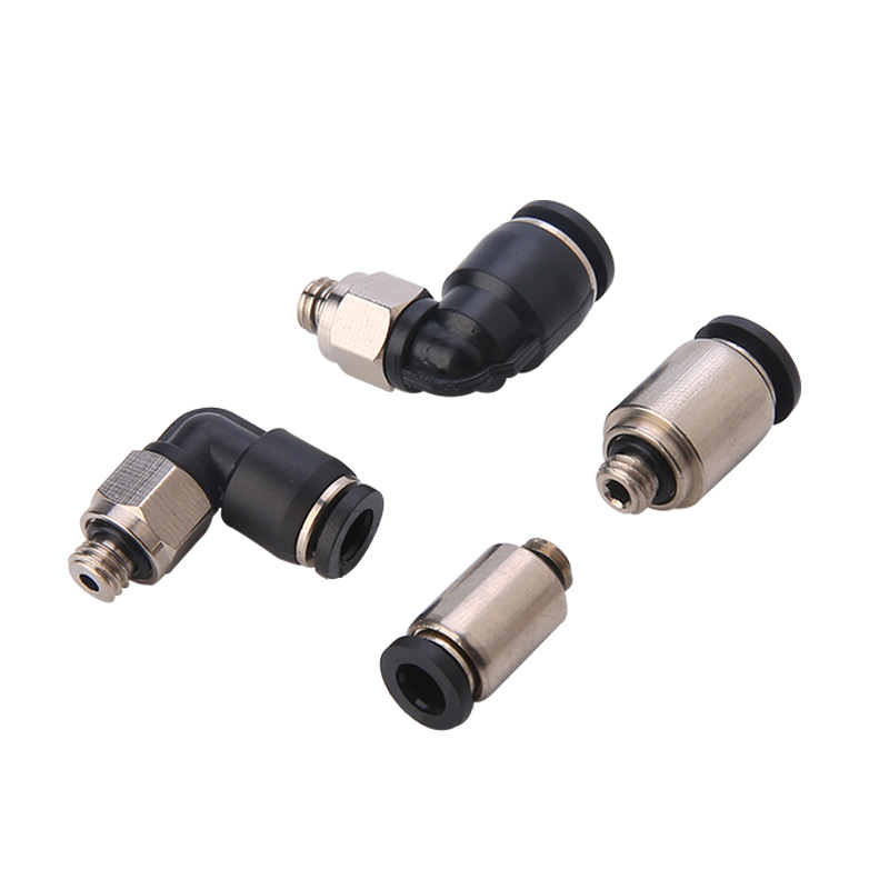 Neumático conector rápido miniatura mini conector POC4-M5/PL6-M5C conector neumático PU6mm conector de tubo de aire