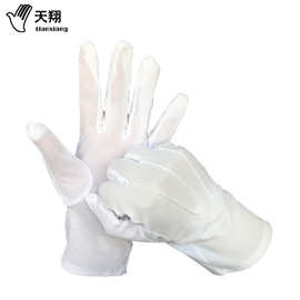 涤纶尼龙点塑三筋礼仪手套 白色 点胶指挥防滑作业劳保 三筋点塑