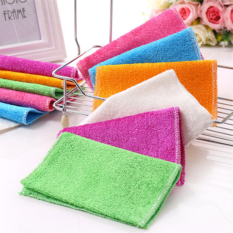 Household bamboo fiber dish towel kitchen absorbent rag non-stick oil cleaning towel Bowl towel bamboo charcoal scouring pad wholesale