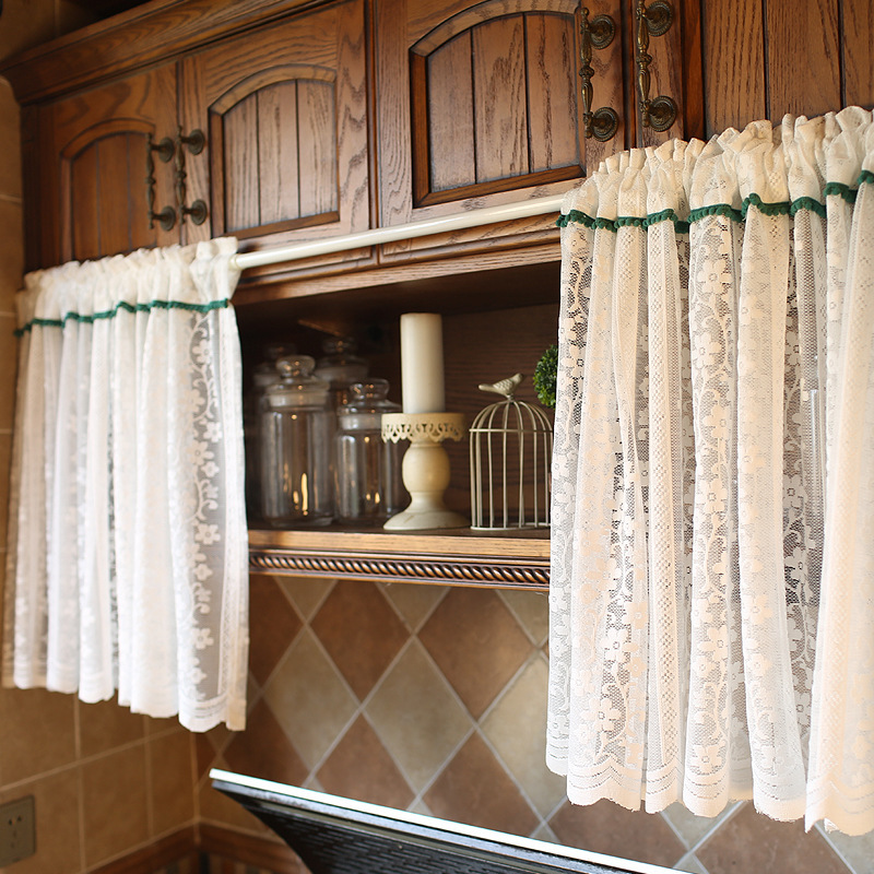 American Country English White Lace Gauze Curtain Half Curtain Glass Cabinet Curtain Door Curtain Short Curtain Dust Curtain