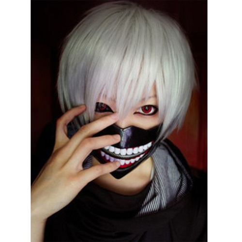 Anime cosplay wig Tokyo Ghoul ghouls Kaneki Ken silver white wig short hair cosplay wig