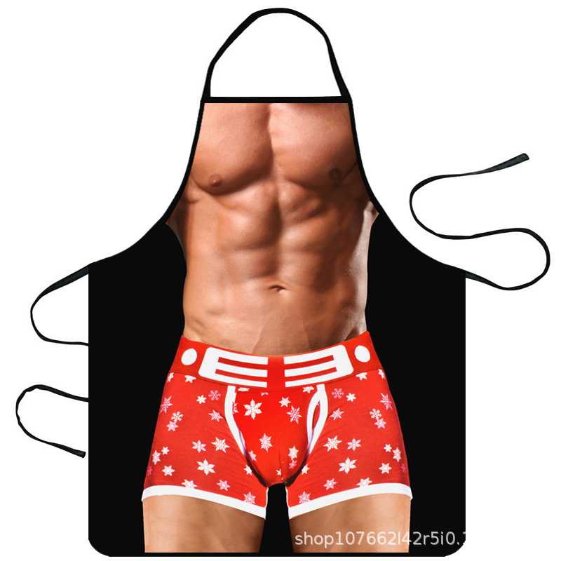 Suministro transfronterizo de Amazon Venta caliente creativa personalidad divertida impresa delantal músculo hombres sexy delantal suministro de la fábrica