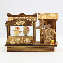 木制创意小鸟跳舞音乐盒DIY摆件 旋转八音盒摆饰地摊玩具批发