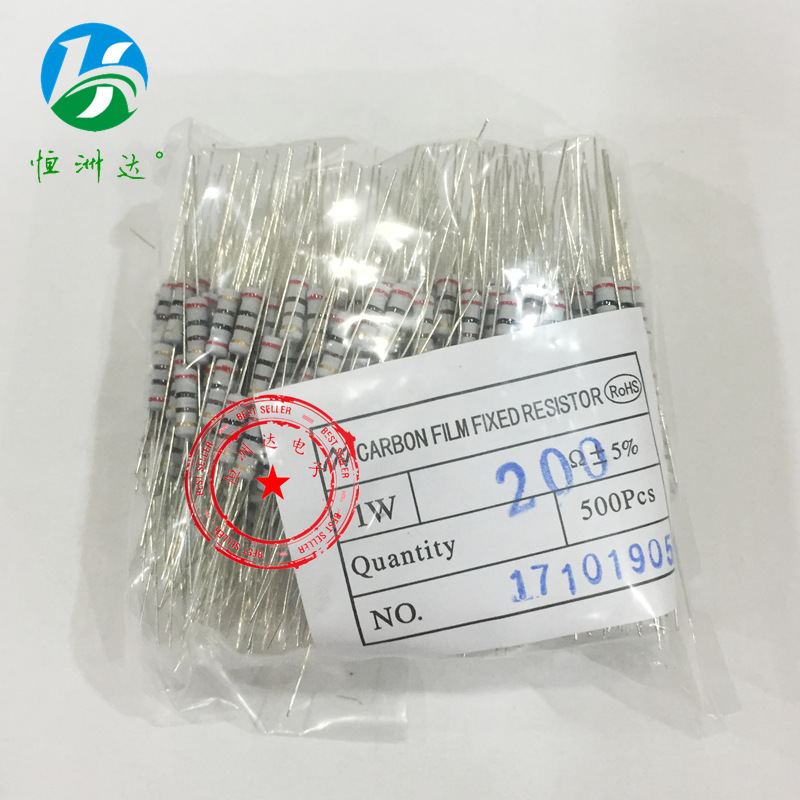 厂家直供碳膜电阻1W 5% 100R/120R/150R/180R/200R/220R直插电阻