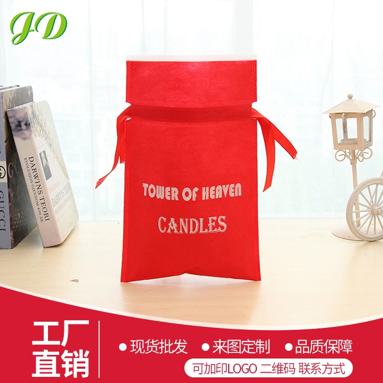 Multi-Color caramelo en blanco embalaje bolsa de cordón en stock cordón pequeño bolso de regalo no tejido bolso de lazo al por mayor