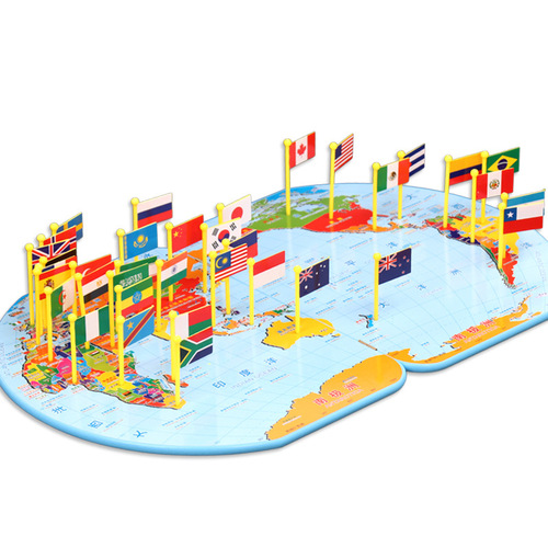 World map puzzle with national flag Montessori early education development children's educational toys 4-6-7-9 years old boys and girls
