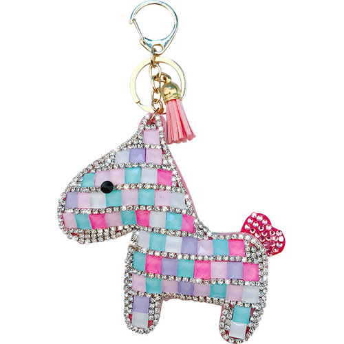Korean cute diamond-studded pony keychain for women, creative car keychain, fashionable bag hook, gift wholesale