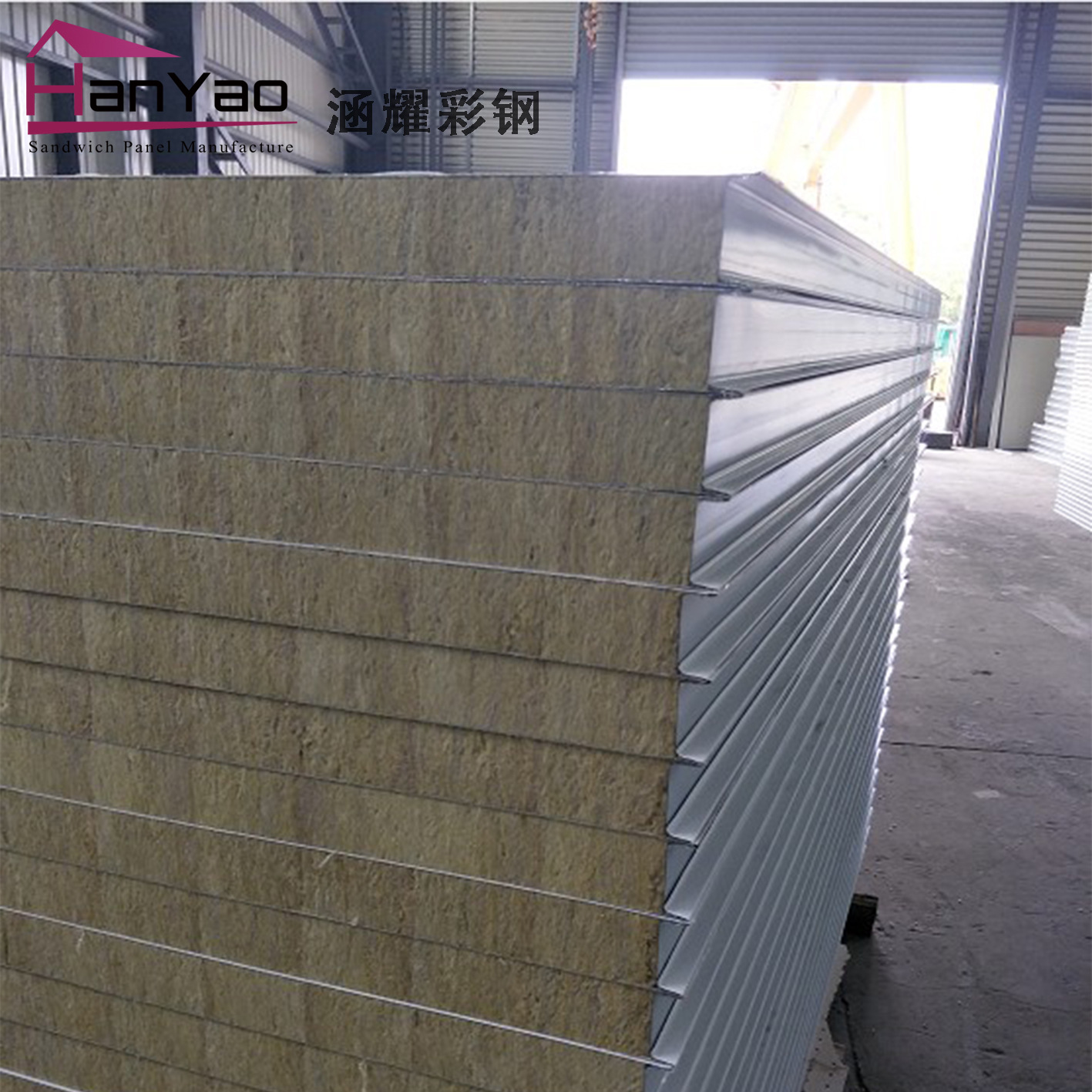 厂家直销批发950型岩棉烘道板隔热防水吸音夹芯板机制岩棉彩钢板