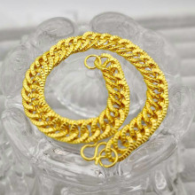 简约合金仿黄金镀金双扣手链男女款马鞭双排老板手链义乌小饰品