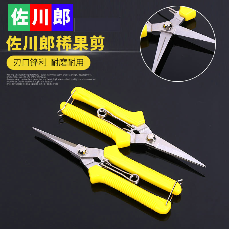 现货供应佐川郎稀果剪 锋利耐磨65#锰钢蔬果剪家用园艺剪尖头剪