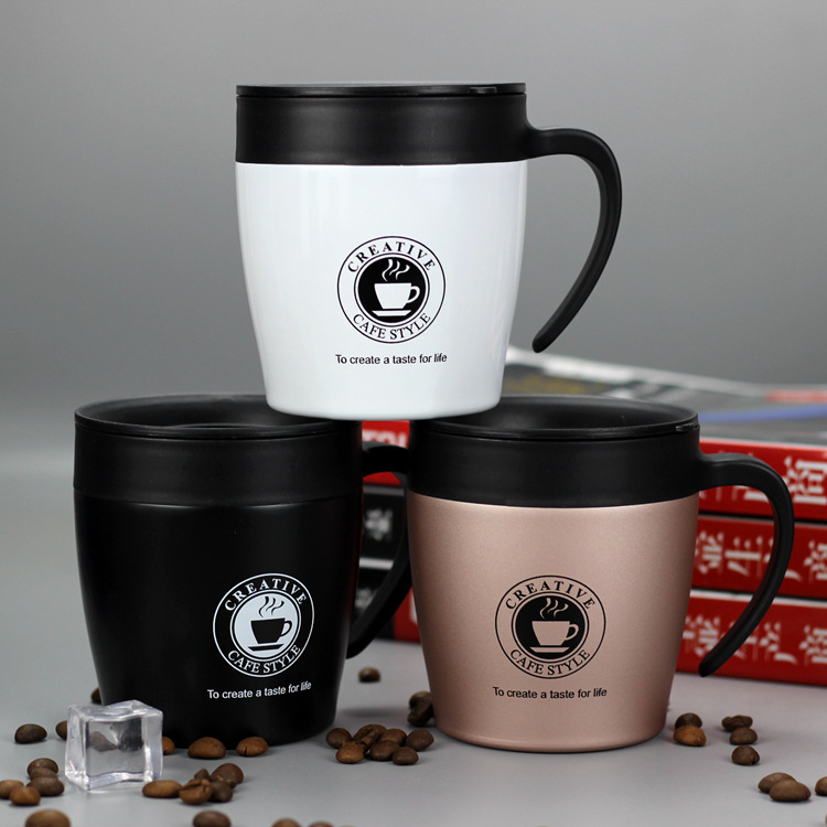 INS desayuno taza de café de acero inoxidable taza de vacío con mango taza de la Oficina taza de la bebida sustituto taza transfronteriza taza