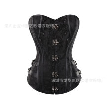 外贸corset 咖啡色复古钢骨现货批发欧美性感宫廷束身衣 一件代发