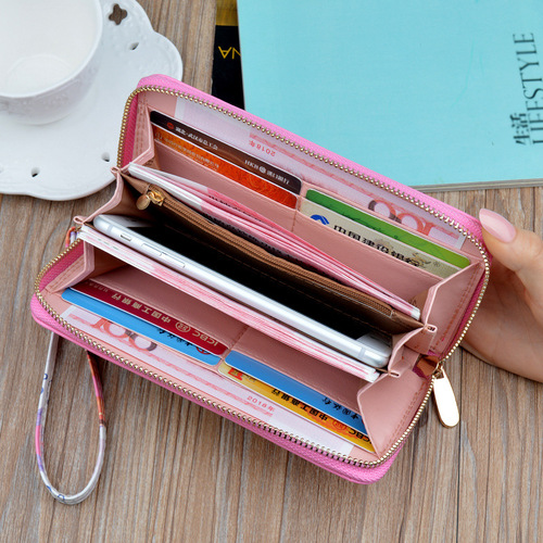 New portable wallet for women long zipper wallet for female students Korean version printed peacock fashion coin mobile phone bag