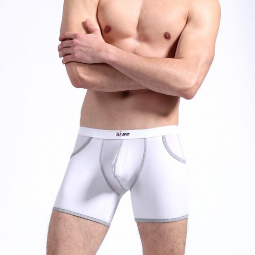 Men's aibc underwear wholesale menstrual underwear with pockets ultra-thin ice silk men's long version large boxer briefs for men 06QT