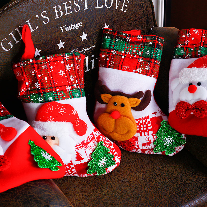 Christmas decorations Christmas stocking tree pendant children's candy bag gift bag bag snowflake socks_voghion.com