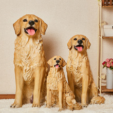 创意款动物雕塑树脂工艺品仿真金毛犬摆件看门狗模型客厅家居摆件