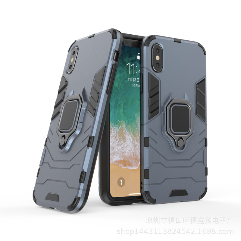 Suitable for Iphone16 Ring Iron Man Phone Case Huawei Pura70 Car Bracket Anti-Fall Black Panther Protective Case