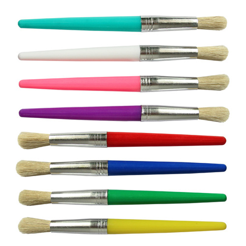 Cross-border oil painting brushes, 4 candy-colored bristle watercolor pens, round-head plastic pole, hollow graffiti brush set