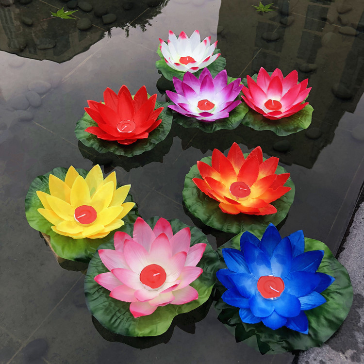 鼎承绸布蜡烛荷花莲花灯中秋新年节日许愿装饰灯荷花灯河灯现货