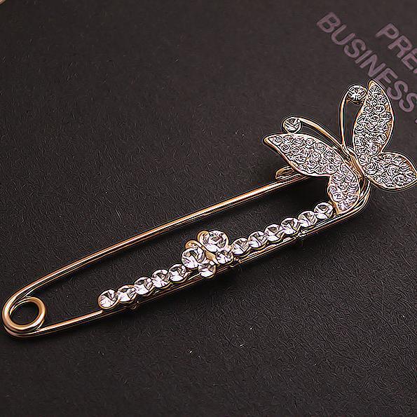 Broche mariposa de strass, joyería elegante para regalo
