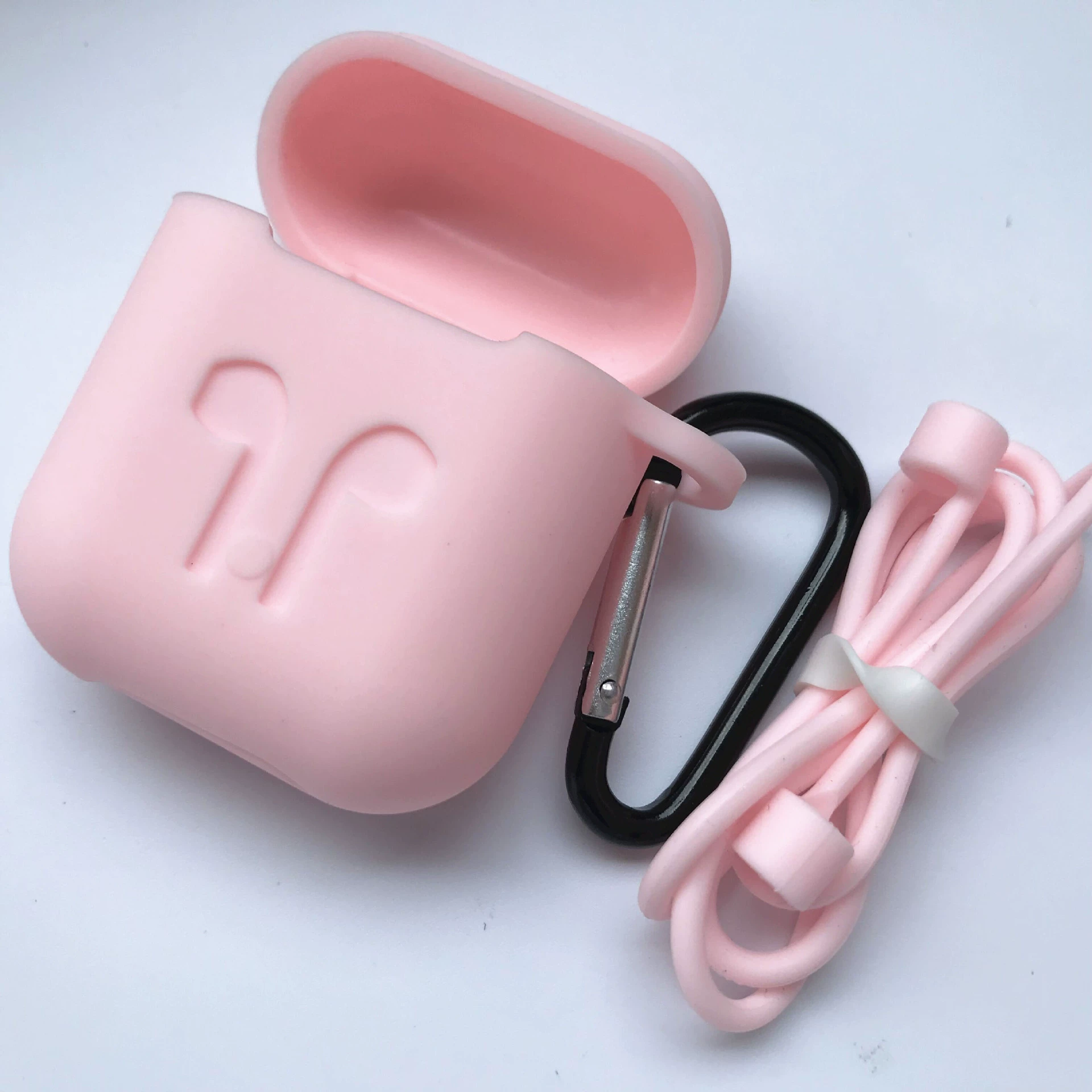 Силиконовый защитный чехол для AirPods, совместим с беспроводными наушниками, 13 цветов, карабин/крючок/верёвка
