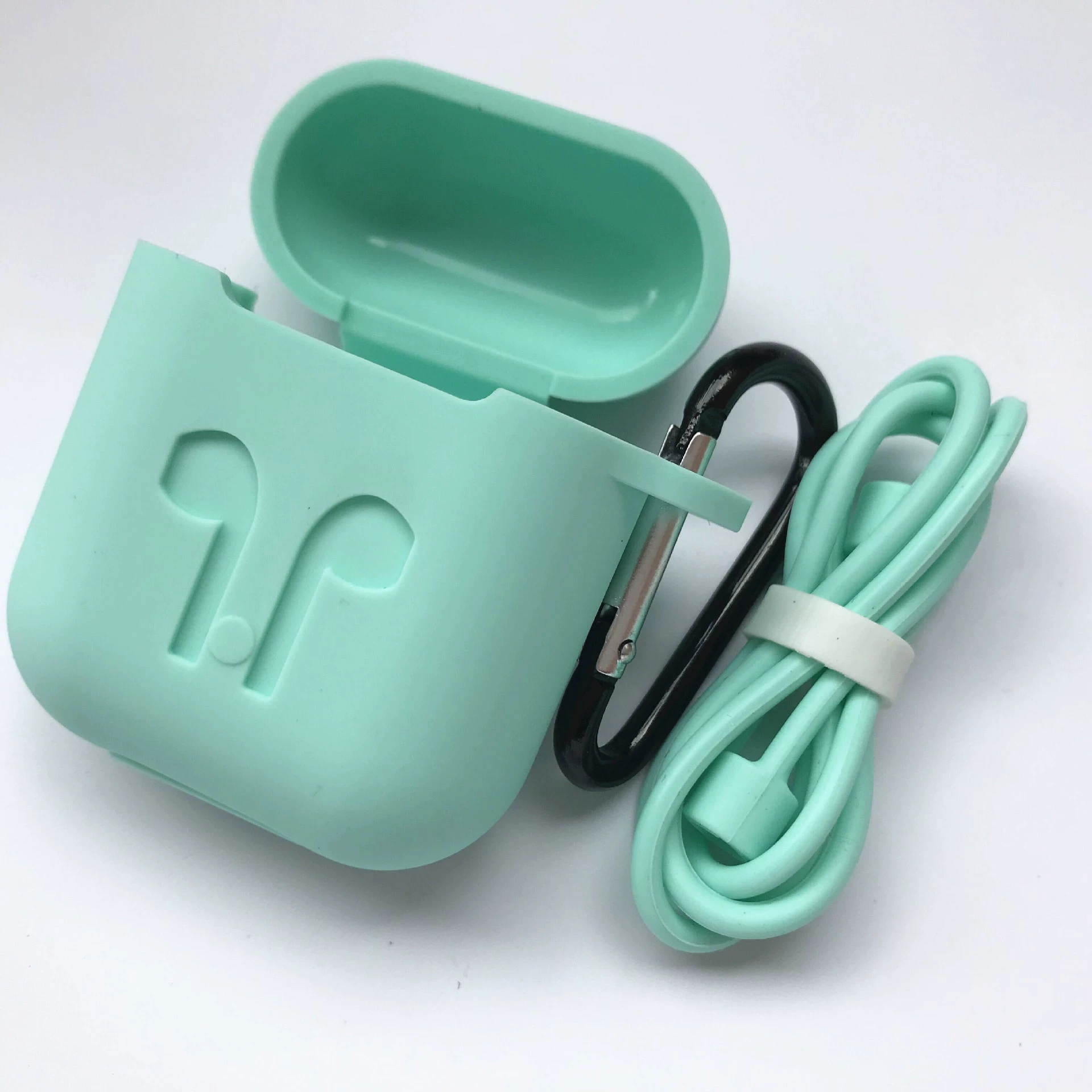 Силиконовый защитный чехол для AirPods, совместим с беспроводными наушниками, 13 цветов, карабин/крючок/верёвка