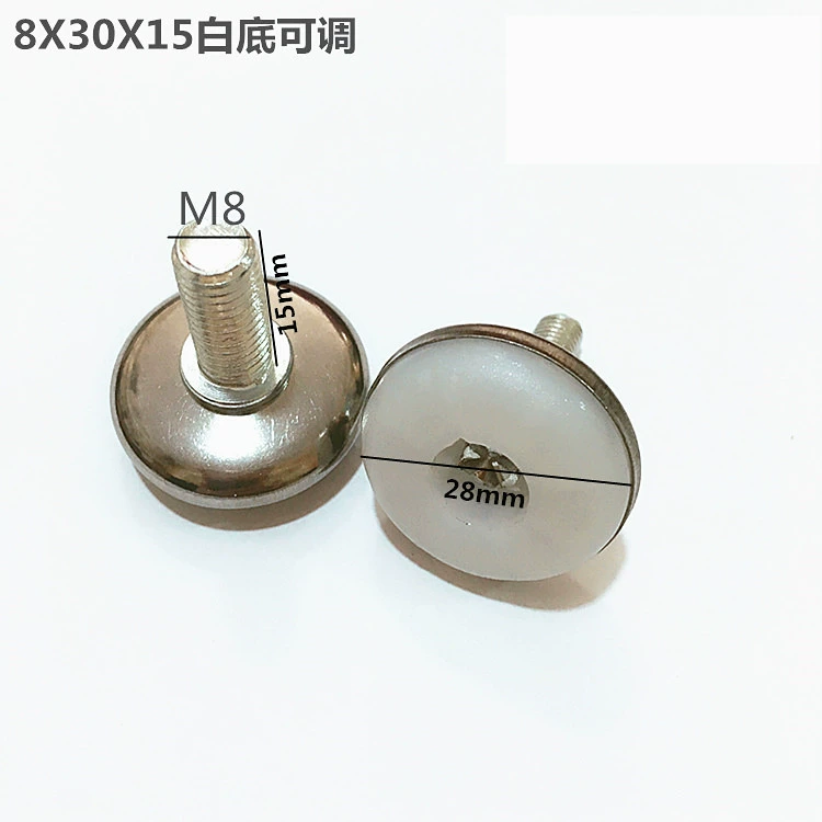 BaoLiShi Stainless Steel Adjustable Furniture Feet with White Base, M6/M8/M10 Threads, 15–40mm Heights