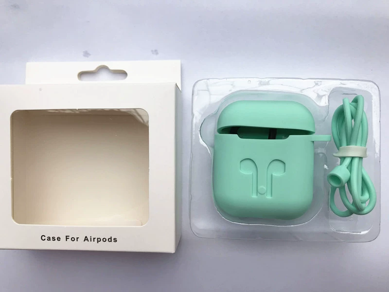Силиконовый защитный чехол для AirPods, совместим с беспроводными наушниками, 13 цветов, карабин/крючок/верёвка