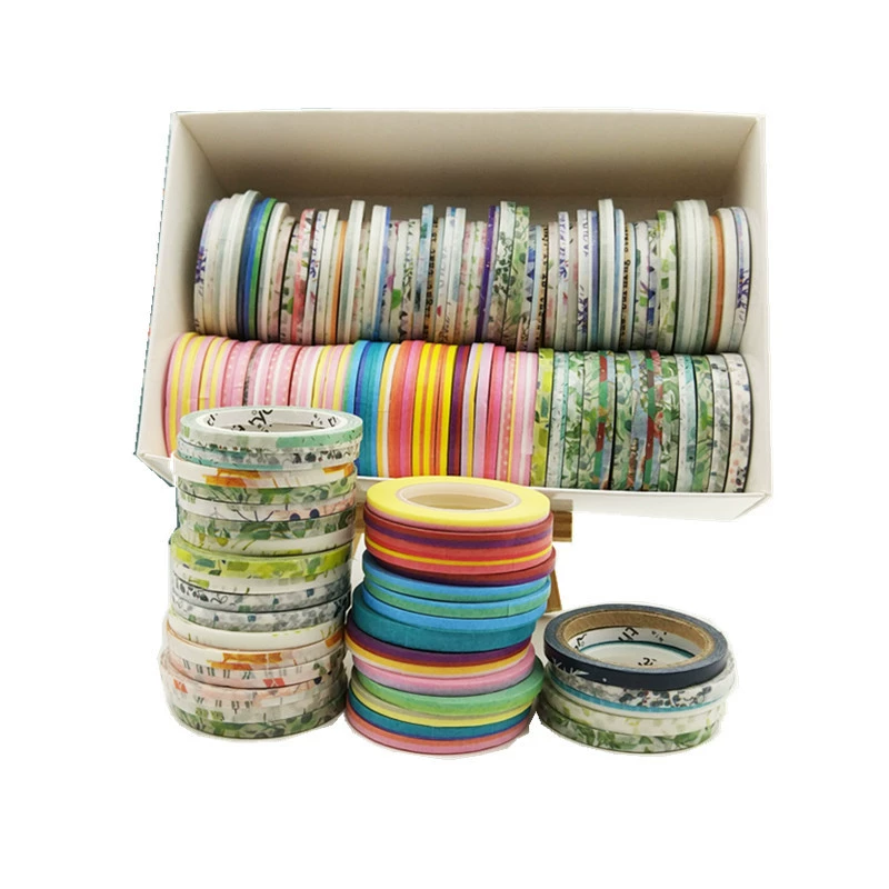 Декоративная рамка Washi-лента, ширина 3 мм, смешанные цвета, рулоны для блокнота, края фото