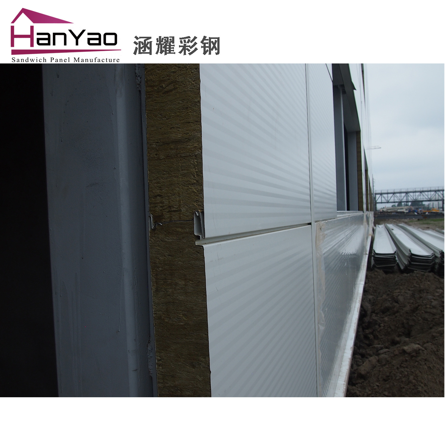 聚氨酯封边横铺夹芯板横装岩棉夹芯板