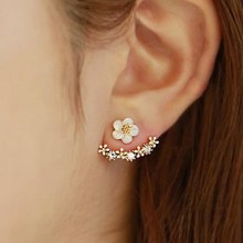 韩国进口时尚耳饰品 可爱小雏菊花朵后挂式前后两用耳环耳钉B007