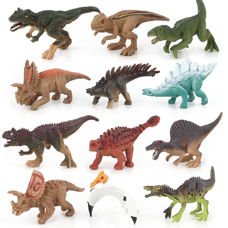 Fábrica al por mayor de los niños de juguete animal de simulación de dinosaurio de plástico modelo de dinosaurio 12 piezas traje modelo de dinosaurio Juguetes