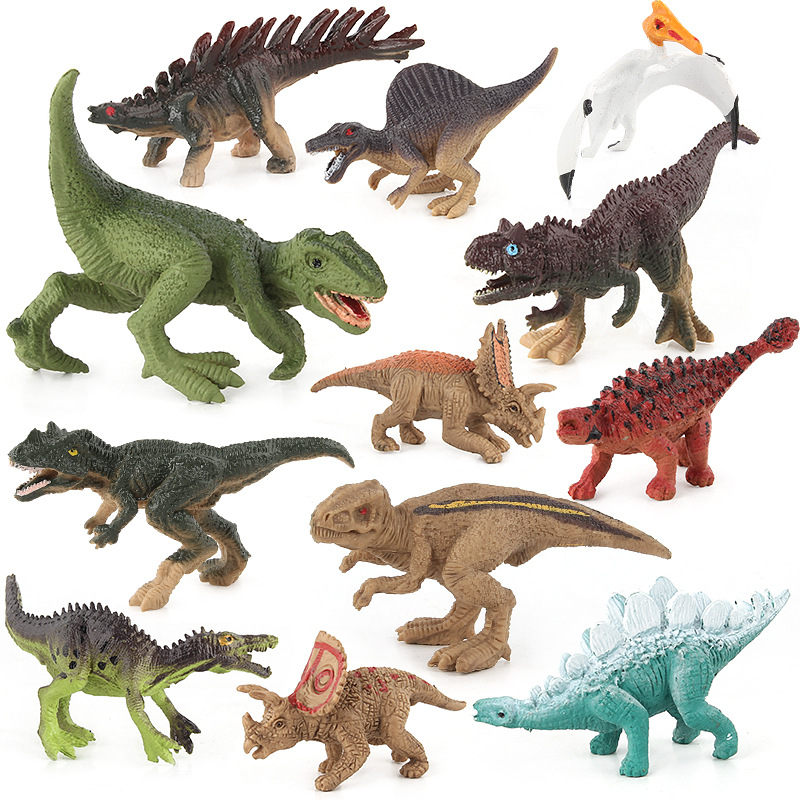 Fábrica al por mayor de los niños de juguete animal de simulación de dinosaurio de plástico modelo de dinosaurio 12 piezas traje modelo de dinosaurio Juguetes