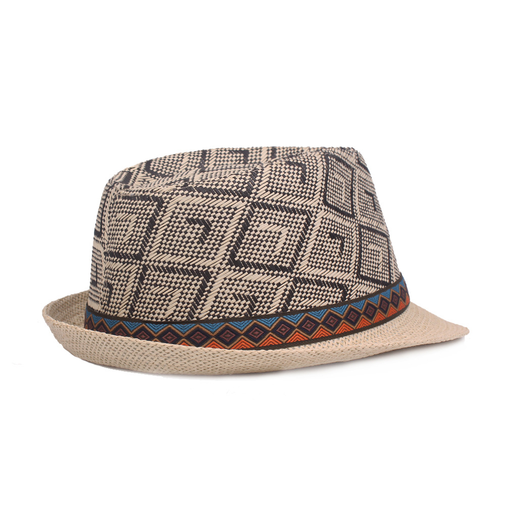 Sombrero sombrero de paja de sol retro de los hombres sombrero de Jazz de primavera y verano sombrero de mediana edad y de edad avanzada estilo étnico sombrero de paja de los hombres