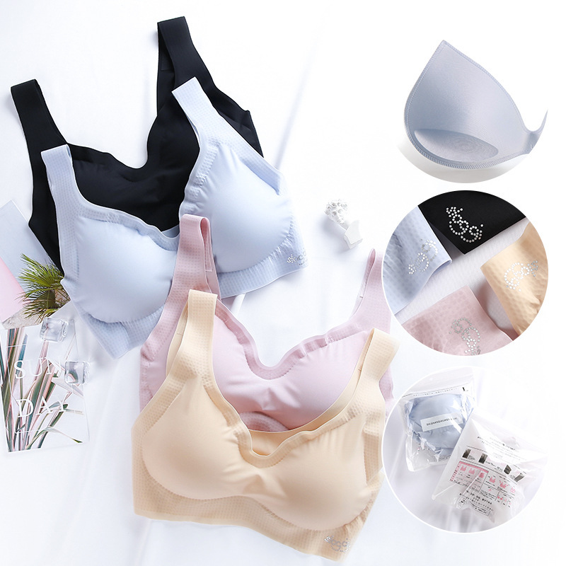 Japanese Ultra-thin Cooling Ice Silk Underwear Women's Comfortable Seamless Rim-free Sports Sleeping Vest Bra