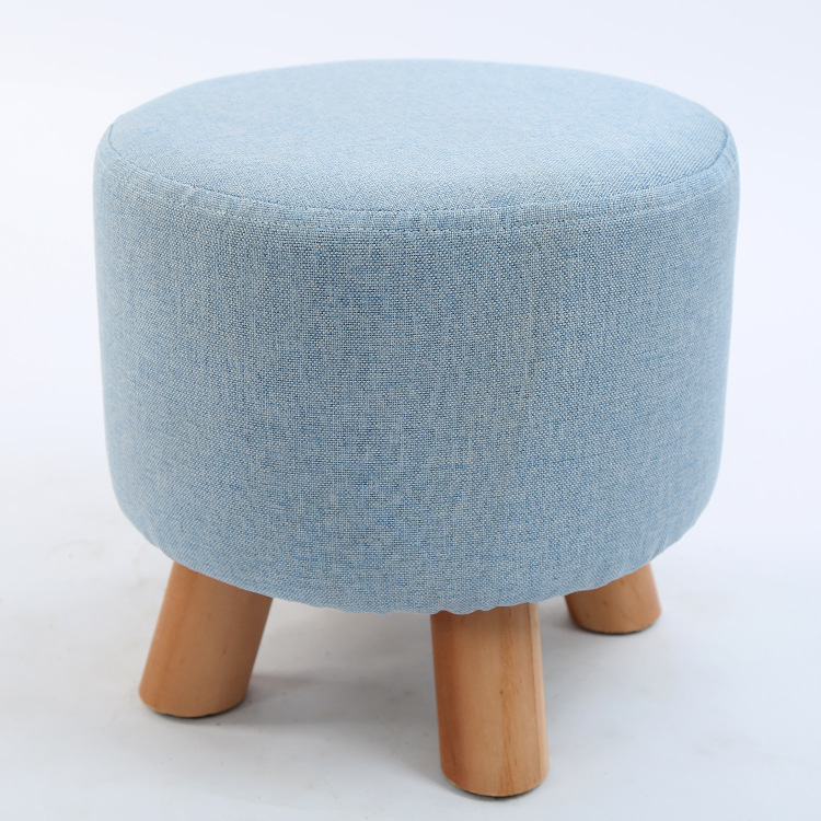 Taburete pequeño de tela al por mayor, hogar de moda, sala de estar para adultos, taburete redondo pequeño, taburete de sofá, taburete bajo de madera, taburete creativo para cambiar zapatos