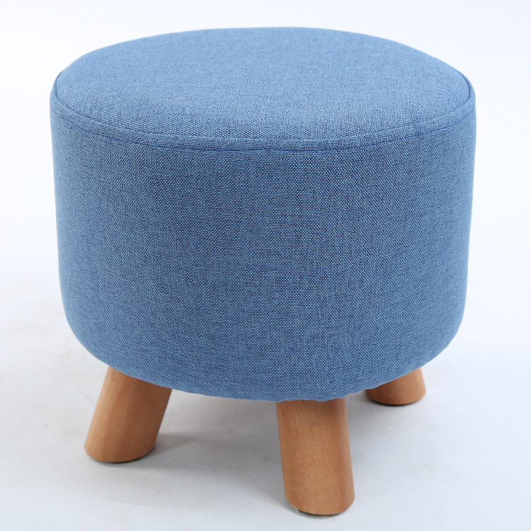 Taburete pequeño de tela al por mayor, hogar de moda, sala de estar para adultos, taburete redondo pequeño, taburete de sofá, taburete bajo de madera, taburete creativo para cambiar zapatos