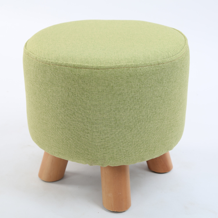 Taburete pequeño de tela al por mayor, hogar de moda, sala de estar para adultos, taburete redondo pequeño, taburete de sofá, taburete bajo de madera, taburete creativo para cambiar zapatos