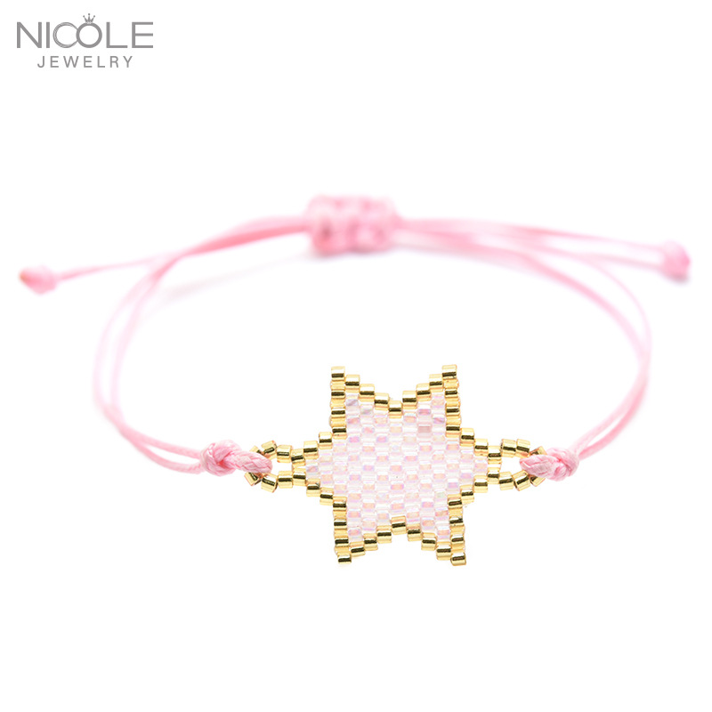 Nueva pulsera de las mujeres europeas y americanas importadas granos de arroz DIY hecho a mano original estrella tejida pulsera de la joyería ventas directas de la fábrica
