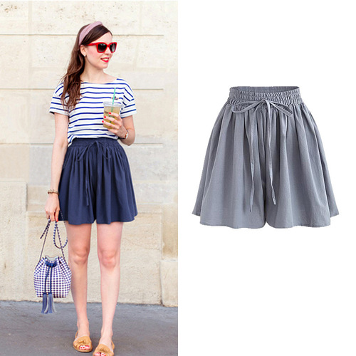 Women's Loose Wide-Leg Shorts Summer Fat-Adding Chiffon Pants Single Layer Elastic Waist Casual Stylish Korean Version