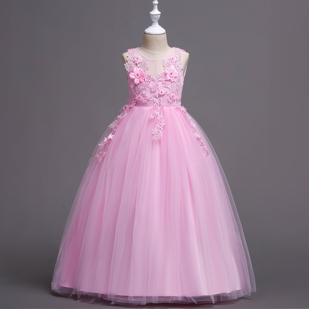 Long skirt, piano performance costume, children's wedding dress, evening dress, princess style, children's clothing 2