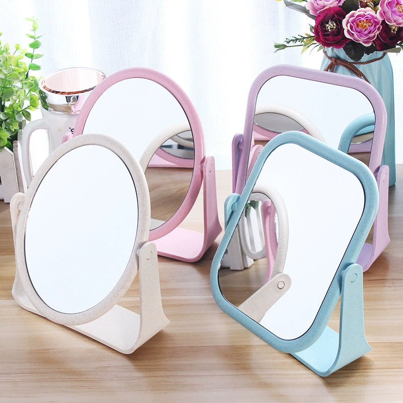 Single-sided high-definition makeup mirror Wheat, folding portable desktop, compact princess style