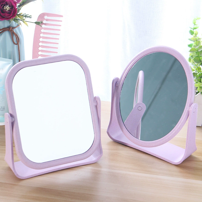 Single-sided high-definition makeup mirror Wheat, folding portable desktop, compact princess style